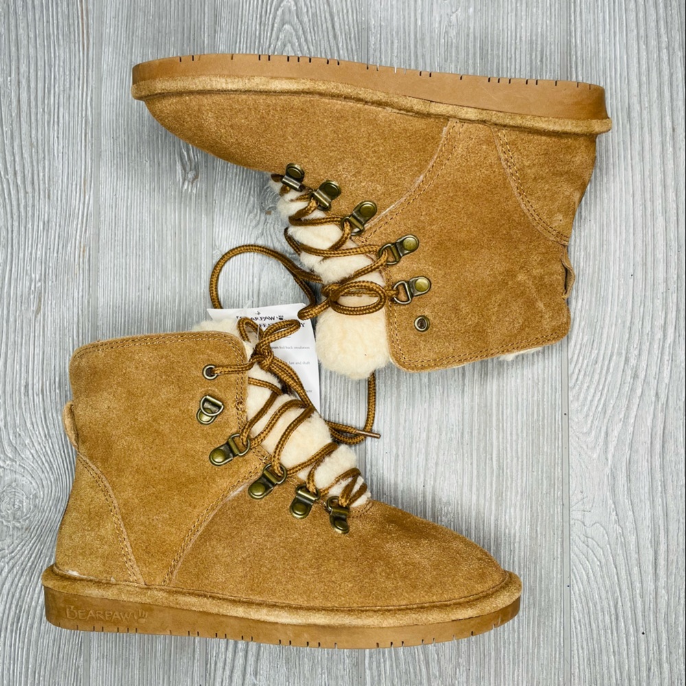 Bearpaw Kerri Suede Lace-up Boot with NeverWet suede wide brown